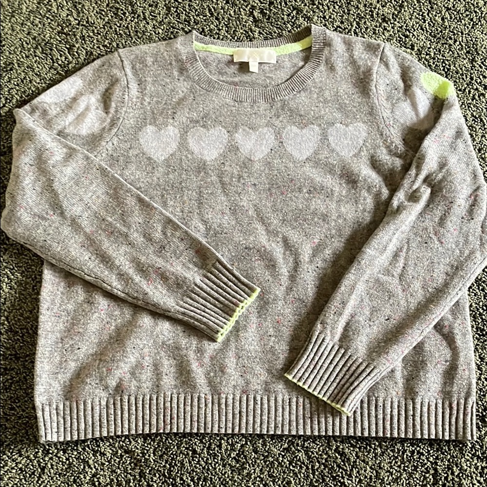 Gray Sweater With Heart Pattern - image 1
